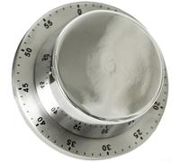 Feeshoppher Temporizador mecánico de cocina de acero inoxidable con parte trasera magnética y alarma fuerte de 72 dB, no requiere batería para cocinar, estudiar, entrenar, plateado, 7,9 x 7,9 x 3,2 cm