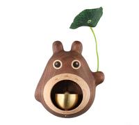 Feeshoppher Timbre de puerta tradicional de madera de nogal negro natural, timbre musical decorativo con diseño de chinchilla para el hogar, tienda, cafetería, uso interior y exterior