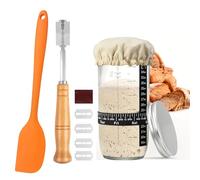 Feestruvte Juego de iniciación de levadura, 730 ml, accesorios de fermentación, kit de fermentación, accesorios de fabricación de pan con fecha marcada, termómetro, cubierta de tela para tapa de metal