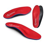 FeetTouch Fuerte soporte de arco ortopédico para metatarsalgia neuroma de Morton, bola de pie alivio del dolor insertos fascitis plantar pies planos con cojín de talón Poron, Rojo -,