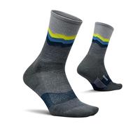 Feetures Merino 10 Max Cushion Mini Crew Sock - Calcetines de lana para mujeres y hombres, Gris Switchback, Large