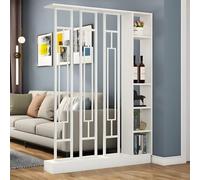 FEFEF 1 Juego de Elegante biombo de Madera for Oficina y Sala de Estar. Biombo con estantes de Almacenamiento.(White+White,39.3x9.4x78.7in)