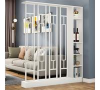 FEFEF 1 Juego de Elegante biombo de Madera for Oficina y Sala de Estar. Biombo con estantes de Almacenamiento.(White+White,55.1x9.4x78.7in)