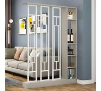 FEFEF 1 Juego de Elegante biombo de Madera for Oficina y Sala de Estar. Biombo con estantes de Almacenamiento.(Khaki+White,47.2x9.4x78.7in)