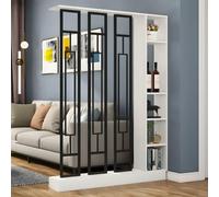 FEFEF 1 Juego de Elegante biombo de Madera for Oficina y Sala de Estar. Biombo con estantes de Almacenamiento.(White+Black,39.3x9.4x78.7in)