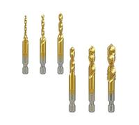 FEFHFKZCZZ 2 brocas de vástago hexagonal chapadas en titanio HSS 4341, rosca métrica, compuesto for máquina roscar M3 M4 M5 M6 M8 M10(6PCS 4341C M3-M10BOX)