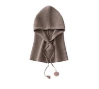 FEFHFKZCZZ Gorro de Invierno con Capucha Punto for Mujer, Ideal for Actividades al Aire Libre. cordón Ajustable, Cuello Alto(Camel)