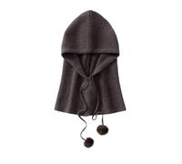 FEFHFKZCZZ Gorro de Invierno con Capucha Punto for Mujer, Ideal for Actividades al Aire Libre. cordón Ajustable, Cuello Alto(Dark Brown)