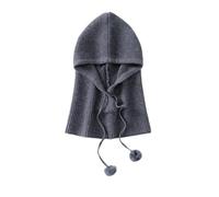 FEFHFKZCZZ Gorro de Invierno con Capucha Punto for Mujer, Ideal for Actividades al Aire Libre. cordón Ajustable, Cuello Alto(Dark Grey)