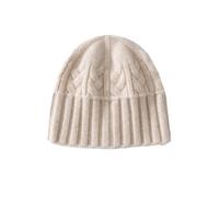FEFHFKZCZZ Gorro de Punto Suave y cálido for Invierno, Ideal for Mujer, Estilo Casual for Actividades al Aire Libre. Color Liso, diseño Acanalado(Beige)