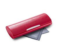 FEFI - Porta Gafas, Funda rígida grande para gafas de color con aplicación cromada, rojo, L