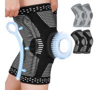 Fefod Rodillera Profesional, 2PCS Rodilleras Menisco y Ligamento con Almohadilla Gel Rótula y 2 Estabilizadores de Resorte, Antideslizante Rodilleras para Hombre y Mujer Correr, Desgarro de Menisco, M