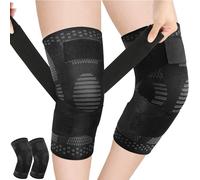 Fefod Rodilleras Menisco y Ligamento, 2 PCS Rodillera de Compresión, Deportiva Ajustable Rodillera para Hombre y Mujer, Rodilleras Transpirable y Antideslizante para Correr, Deportes y Artritis, M