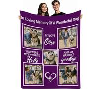 Fegiuly Manta personalizada para perro con fotos, manta conmemorativa personalizada con imágenes y nombre en memoria amorosa, mantas para mascotas, regalo de condolencias para dueños de mascotas