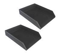 Fegtrty 2 bandejas de piel sintética para cartas, organizador de escritorio para documentos, apilable, bandeja para documentos de oficina (negro)