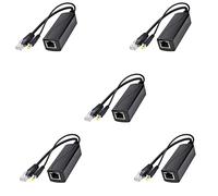 Fegtrty 5 divisores Gigabit PS5712TG de alimentación a través de Ethernet de 10/100/1000 Mpbs RJ45, compatible con IEEE802.3 Af/AT (30 W) PoE Splitter
