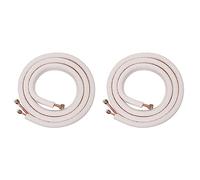 Fegtrty Juego de 2 tubos de bobina de aire acondicionado de 3 metros, 1/4 pulgadas, 3/8 pulgadas, juego de cables de aluminio aislado, piezas de aire acondicionado, tubo refrigerante
