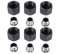 Fegtrty Juego de 6 pinzas de enrutador adaptador de cabezales de portabrocas para taladros, grabado, recorte, máquina de tallar, fresadora eléctrica