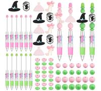 Fegtrtyoa 12 Bolígrafos Multicolores 4 en 1 para Manualidades, con Diseño de Brujas y, para Regalar en Fiestas, en Rosa y Verde, para Amigos y Amistad.