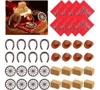 Fegtrtyoa 40 Piezas de Decoraciones para Fiestas del Oeste, Mini Herraduras, Ruedas de Carreta, Manualidades para Temática del Oeste, Vaquera, Vaquera, Boda Campestre.