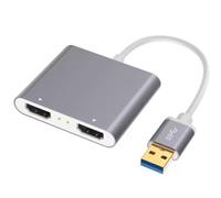 Fegtrtyoa Adaptador USB 3.0 A Dual, Convertidor de USB A 2 para Pantallas Iguales