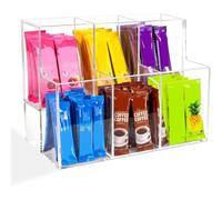 Fegtrtyoa Armario de Cocina Despensa con Organizador Acrílico de 2 Niveles para Sobres de Bebidas, Ideal para Saborizantes de Agua y Mezclas de Polvos Hidratantes.