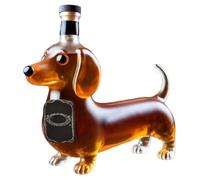 Fegtrtyoa Botella de Whisky con Forma de Perro Salchicha, Vaso de Vidrio con Forma de Perro Salchicha Esculpido en 3D, Botella de Vino Tinto, Frasco de Licor Reutilizable, Cristalería B