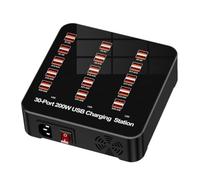 Fegtrtyoa Cargador USB Tipo C de 30 Puertos, Multipuerto, 200 W, Estación de Carga de Escritorio de Alta Potencia con Ventilador