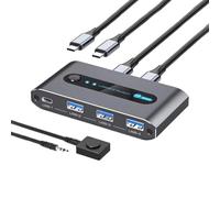 Fegtrtyoa Conmutador USB para 2 Computadoras Que Comparten 4 Dispositivos USB 3.2. Conmutador USB C de 10 Gbps para Teclado, Mouse, Impresora, Cámara Web y Control de Escritorio.
