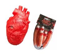 Fegtrtyoa Decoración de Casa Embrujada de Halloween con Forma de Corazón Falso, Juego de Dedos, Órgano de Simulación de Cuerpo Humano, Juguete de Truco.