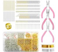 Fegtrtyoa El Kit de Suministros para Hacer Joyas de 1166 Piezas Contiene Accesorios para Aretes de Plata y, Cierres de Pinza de Langosta, para Bricolaje y Reparación