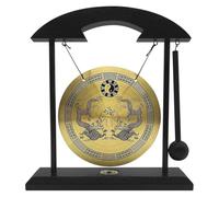 Fegtrtyoa Gong de Escritorio - Gong de Latón Feng Shui con Soporte y Mazo, Delicado Adorno para el Hogar, Doble Dragón.