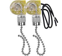 Fegtrtyoa Interruptor de Luz de Ventilador de Techo ZE-109 Interruptor de Luz de Dos Cables con Cables de TraccióN para LáMparas de Ventiladores de Techo 2 Piezas de Plata