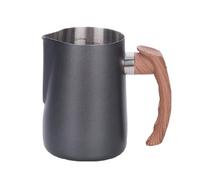 Fegtrtyoa Jarra para Espumar Leche para Espresso de 600 Ml, con de Madera, Jarra para Leche, para Espresso, Jarra para Capuchino, para Crema, Color Negro.