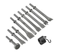 Fegtrtyoa Juego de 10 Cinceles para Martillo Neumático de Aire, de Acero Al Carbono de Alta Resistencia, con Vástago de 0,401 Pulgadas.