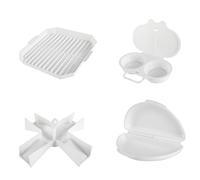 Fegtrtyoa Juego de 4 Utensilios de Cocina para Microondas con Bandeja para Hornear Tocino, Vaporera para Huevos y Rejilla para Patatas.