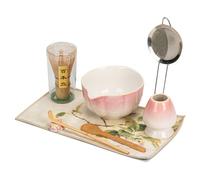 Fegtrtyoa Juego de de Matcha Rosa, Batidor de Bambú de 100 Puntas, Cuchara para Té, Kit de Té Inspirado en la Dinastía Song