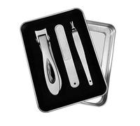 Fegtrtyoa Juego de herramientas de uñas de acero inoxidable para manicura, estuche de herramientas de manicura, alicates y tijeras de uñas, caja de metal, color plateado
