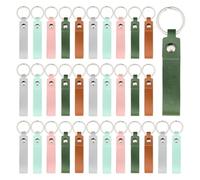 Fegtrtyoa Kit de 50 Llaveros de Sintético, Llaveros en con Remaches y Aros, Llaveros Rectangulares de para Manualidades.