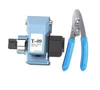 Fegtrtyoa Kit de Cortadora y Alicates de Fibra Óptica Totalmente Automático T-09 de un Solo Paso, Empalmador de Fusión de Fibra Óptica, Cortador de Fibra Óptica de Fusión en Frío, Azul