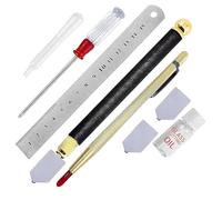 Fegtrtyoa Kit para Cortar Vidrio con Regla, Aceitera, Herramientas de Rayado de 3-14 Mm, Herramienta para Cortar Vidrio, Punta de Carburo, Regla de Acero.