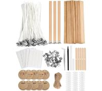 Fegtrtyoa Kit para Hacer Velas: 100 Mechas de Algodón y 30 de Madera con Juego Completo de Herramientas para Velas de de Abeja y Soja (DIY).