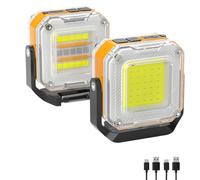 Fegtrtyoa Luz de Trabajo Recargable, Paquete de 2 Luces de Trabajo Portátiles de Doble Cara, Luz de Inspección Magnética con Soporte para Trípode de 1/4 de Pulgada.