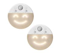 Fegtrtyoa Luz LED con Sensor de Movimiento y 4 Expresiones Faciales, Regulable, para Pasillo, Recargable, con Temporizador, 2 Unidades
