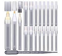 Fegtrtyoa Marcadores de Pintura Acrílica Recargables, Redondos, de Punta e Inclinada, 16 Unidades, con Gotero Vacío de 3 Ml para Kit de Arte, Bolígrafo Rellenable.
