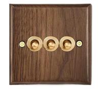 Fegtrtyoa Panel de Interruptores de Palanca de Pared de Madera Maciza Estilo Retro de 2 Vías, de 1 A 4 Unidades, con Acabado en Nogal, de Corriente Universal de 3 Unidades y 2 Vías