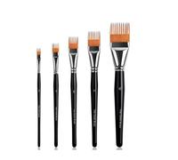 Fegtrtyoa Set de 5 Pinceles Planos Tipo Peine para Pintura de Texturas, Ideales para Acrílico, Acuarela y Óleo.