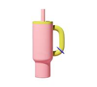 Fegtrtyoa Vaso Térmico de Acero Inoxidable de 40 Oz con Pajita y Aislamiento para Hielo, Gran Capacidad, con de Café, Color Rosa.