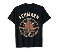 Fehmarn Anchor Travel Alemania Aventura en la Playa Camiseta gráfica económica, Hombre, Negro, S
