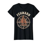 Fehmarn Anchor Travel Alemania Aventura en la Playa Camiseta gráfica económica, Mujer, Negro, XS